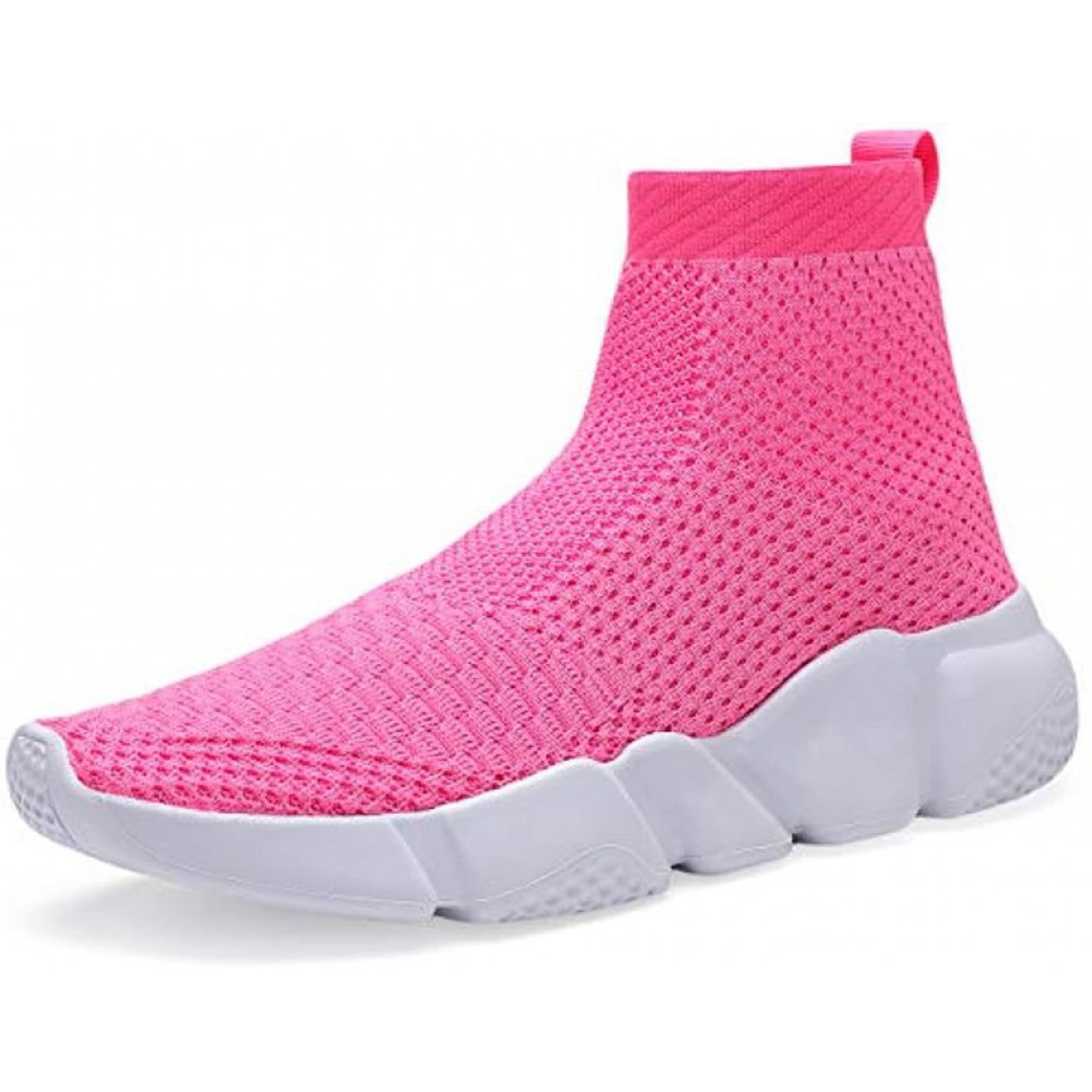 Womens Walking Shoes Mens Slip-On Sneakers Breathable Lightweight Athletic Running Shoes High Top Pink