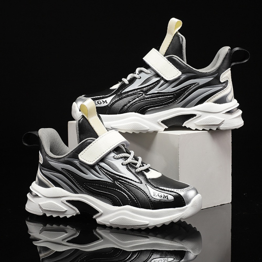 Children's Autumn and Winter New Two Cotton Plus Velvet Sports Shoes Leather Velcro Shoes