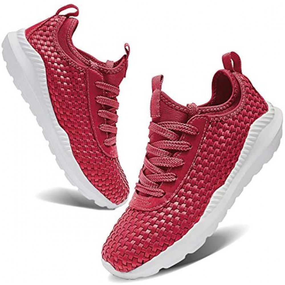 Men and Women Running Shoes Sports Woven Slip Sneakers Casual Basketball Fashion Outdoor Movement Leisure Shoes Red