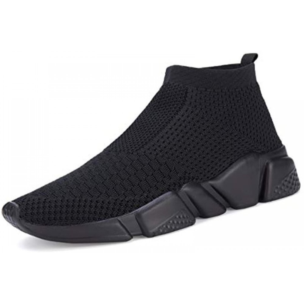 Men's Breathable Knit Slip On Sneakers Lightweight Athletic Shoes Casual Sports Shoes All Black