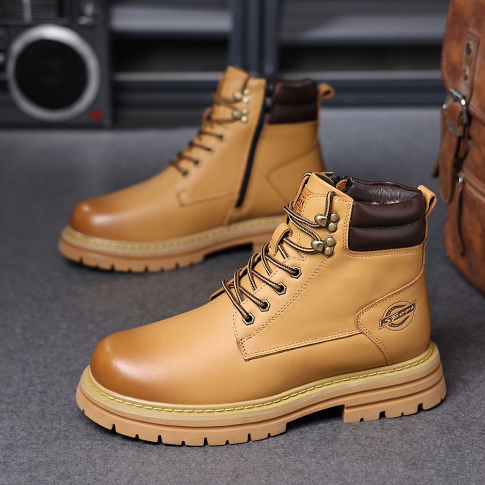 Men's Rhubarb Wool Martin Boots Plus Fleece Keep Warm